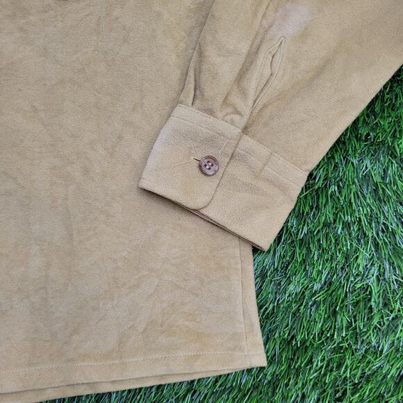 Vintage 70s LEE Chamois Button Shirt Medium 21x26 Beige - Picture 10 of 12